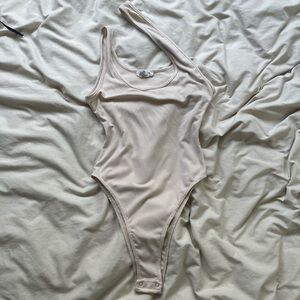 Beige Ribbed Bodysuit